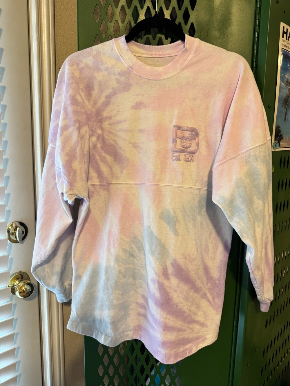 Disney by Spirit Jersey Women’s Pastel Tie-Dye Sparkle Sweatshirt (100% Cotton